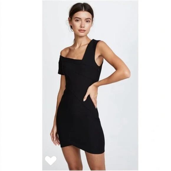 Cinq a Sept Coralisa Black Asymmetric Mini Dress - Picture 1 of 11